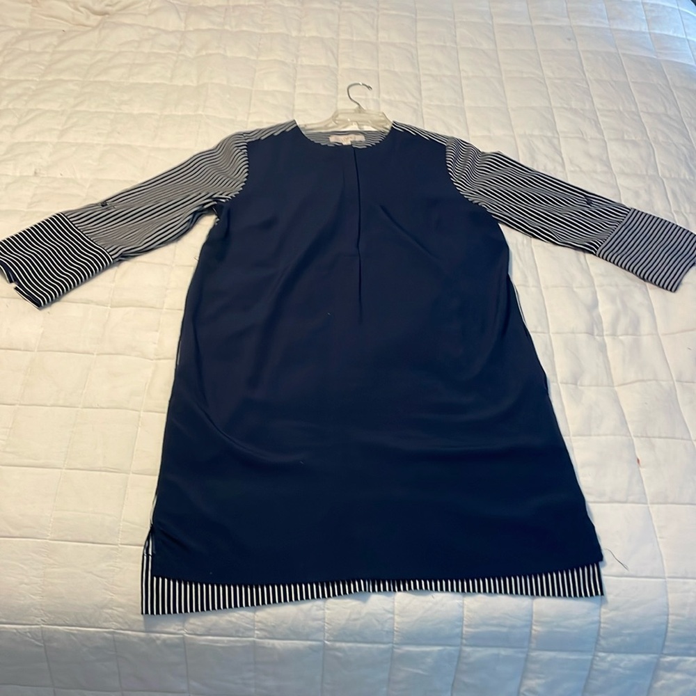 Loft navy and white stripe dress. Maternity Size M.
